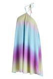 Многоцветный модный повседневный принт с повязкой на спине и бретельками без рукавов платье платья