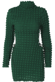 Robes de jupe crayon à col roulé vert sexy solides évidées