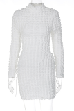 Белые сексуальные сплошные выдолбленные платья с юбкой-карандашом на половину водолазки