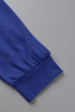Bleu Sexy Bandage Solide Patchwork V Cou Plus La Taille Deux Pièces