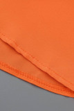 Orange Casual Solid Patchwork Asymmetrisk Turndown-krage Klänningar