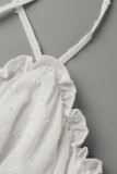Blanc Sexy Solide Patchwork Pli Stringy Selvedge Spaghetti Strap Sling Dress Plus La Taille Robes