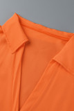 Orange Casual Solid Patchwork Asymmetrisk Turndown-krage Klänningar