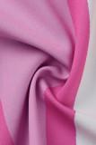 Robes droites roses à imprimé patchwork avec boucle et col rabattu