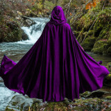Prendas de abrigo de cuello con capucha de cárdigan sólido de moda púrpura