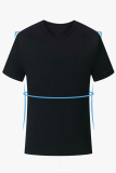 Camiseta de algodón de manga corta para mujer con estampado de camiseta personalizada de alta calidad azul marino, por encargo