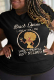 Black Fashion Street Print Patchwork T-shirts met letter O-hals