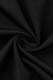 黒のセクシーなソリッドパッチワークフォールド非対称Vネックワンステップスカートドレス