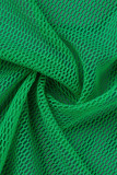 Grüne sexy feste Patchwork-Volant-asymmetrische trägerlose trägerlose Kleid-Kleider