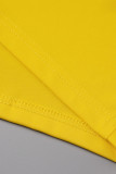 Amarillo Casual Sólido Vendaje Patchwork Cuello en V Falda de un paso Vestidos de talla grande