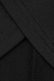 Black Fashion Sexy Patchwork Hot Drilling Uitgeholde Asymmetrische V-hals Jurken met Lange Mouwen