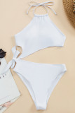 White Sexy Solid Patchwork Asymmetrical Swimwears