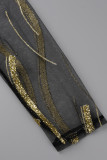 Robes de grande taille droites noires à imprimé patchwork à col en V (sans ceinture)