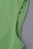 緑のセクシーなカジュアルな固体包帯背中の開いた斜めの襟ノースリーブのドレス