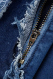 Jupes en jean skinny taille haute basique patchwork décontracté bleu