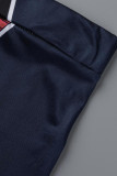 チベットブルーファッションセクシーなプリント包帯背中の開いたスパゲッティストラップノースリーブXNUMXピース