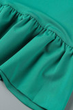 Grüne, lässige, solide Patchwork-Kleider mit O-Ausschnitt
