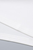 Magliette bianche casual stampate con patchwork abbronzante