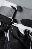 ブルゴーニュカジュアルバケーションプリント包帯パッチワークOネックプラスサイズジャンプスーツ