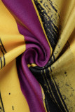 Robe à manches courtes à col rond et imprimé patchwork à la mode noire Robes de grande taille