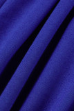 Blauer, lässiger, solider Patchwork-Overall mit O-Ausschnitt in Übergröße