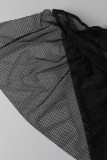 Zwarte sexy effen patchwork volant asymmetrische strapless strapless jurk Jurken