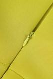 Celebrità gialle Abiti da sera eleganti con colletto obliquo asimmetrico a balza con patchwork solido