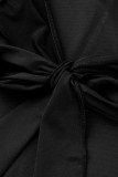 Black Fashion Casual Plus Size Letter Print Basic U Neck Vest Dress