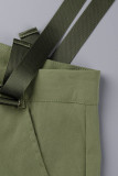 Fondo de patchwork convencional de cintura alta regular de patchwork sólido casual de moda verde