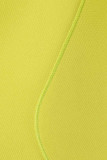 Fruktgrön Kändisar Elegant Solid Patchwork Volang Asymmetrisk Snedkrage Aftonklänning