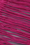 Rose Rouge Sexy Solid Tassel Bandage Creusé Patchwork Maillots De Bain Asymétriques Cover Up