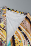 Vestidos multicoloridos moda casual estampa patchwork decote em v manga longa plus size