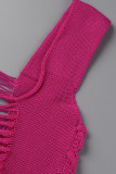 Oranje Sexy Solid Tassel Bandage Uitgehold Patchwork Asymmetrische Swimwears Cover Up