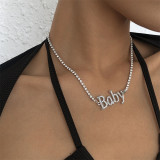 Silver Fashion Patchwork Letter Necklaces