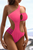 Purple Fashion Sexy Solid Hollowed Out Patchwork Backless Swimwears (With Paddings)