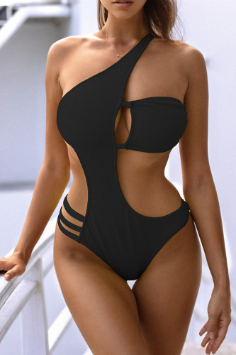 Black Fashion Sexy Solid Hollowed Out Patchwork Backless Swimwears (With Paddings)