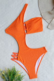 Orange Fashion Sexy Solid Hollowed Out Patchwork Backless Swimwears (With Paddings)