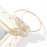 Pulsera de diamantes de imitación de patchwork de mariposa simple de moda dorada