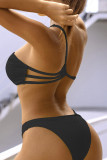 Rose Red Fashion Sexy Solid Hollowed Out Patchwork Backless Swimwears (With Paddings)