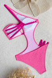 Пурпурный модный сексуальный однотонный купальник в стиле пэчворк с открытой спиной (с прокладками)