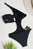 Costumi da bagno senza schienale patchwork in tinta unita sexy alla moda nera (con imbottiture)