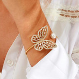 Pulsera de diamantes de imitación de patchwork de mariposa simple de moda dorada