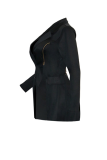 Black Fashion Solid Zipper Turndown Kraag Bovenkleding