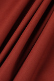 Robes de jupe en une étape bordeaux imprimé décontracté patchwork fente col en V