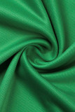 Robes jupe une étape vertes décontractées imprimées de rue en patchwork à col en V