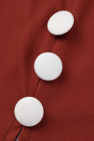 ブルゴーニュカジュアルプリントパッチワークボタンスリットVネックワンステップスカートドレス