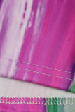 Robes de jupe une étape pourpre sexy imprimé évidé patchwork fente spaghetti