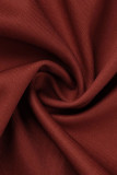 Robes de jupe en une étape bordeaux imprimé décontracté patchwork fente col en V