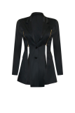 Black Fashion Solid Zipper Turndown Collar Outerwear