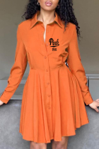 Платье-рубашка с отложным воротником и принтом Tangerine Red